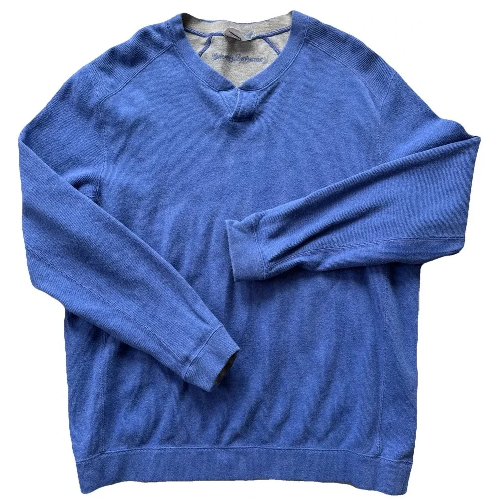 Tommy Bahama‎ Reversible Notch Neck Sweater Blue/Grey Flipside Adult XL